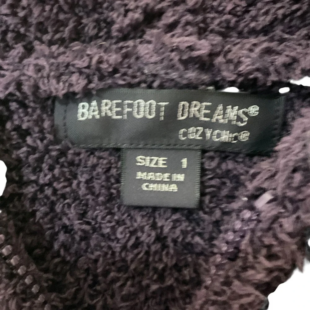 Barefoot Dreams CozyChic Hood 1/2-Zip Lounger Robe Long Purple Size 1 Small Cozy